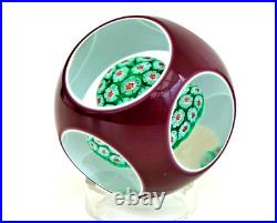 Boule Presse Papier Overlay Violet Triplé Millefiori Cristal Baccarat St Louis Boule Presse Papier Overlay Violet Triplé Millefiori Cristal Baccarat St Louis