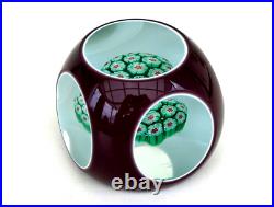 Boule Presse Papier Overlay Violet Triplé Millefiori Cristal Baccarat St Louis Boule Presse Papier Overlay Violet Triplé Millefiori Cristal Baccarat St Louis