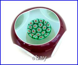 Boule Presse Papier Overlay Violet Triplé Millefiori Cristal Baccarat St Louis