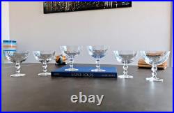 Bubbles cristal Saint Louis. 6 coupes / coupelles sur pied. Carton d'origine