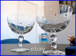 Bubbles cristal Saint Louis. 6 coupes / coupelles sur pied. Carton d'origine