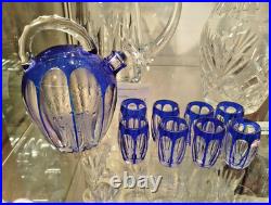 CARAFE et 8 VERRES CRISTAL SAINT-LOUIS Overlay Avant 1930 Art Table 19MAG 25/03
