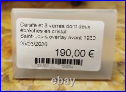 CARAFE et 8 VERRES CRISTAL SAINT-LOUIS Overlay Avant 1930 Art Table 19MAG 25/03