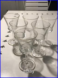 CRISTAL DE ST LOUIS 6 GRANDS VERRES À EAU MODÈLE APOLLO LISERET OR lot 2