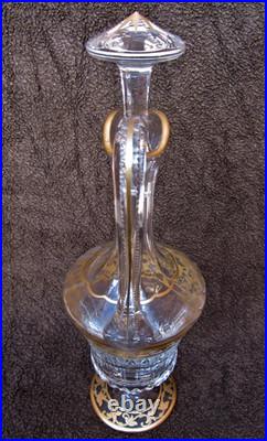 CRISTAL SAINT LOUIS CARAFE-THISTLE. Modèle Callot Cristal Doré à Vin 38,5 cm
