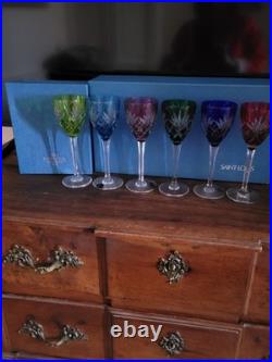 CRISTAL ST LOUIS 6 ANCIENS GRANDS VERRES À VIN COULEUR H 20 cm