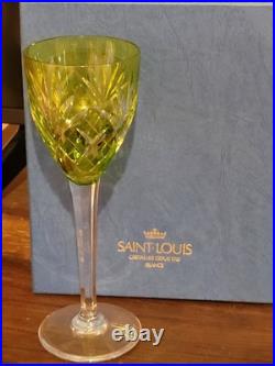CRISTAL ST LOUIS 6 ANCIENS GRANDS VERRES À VIN COULEUR H 20 cm