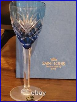 CRISTAL ST LOUIS 6 ANCIENS GRANDS VERRES À VIN COULEUR H 20 cm