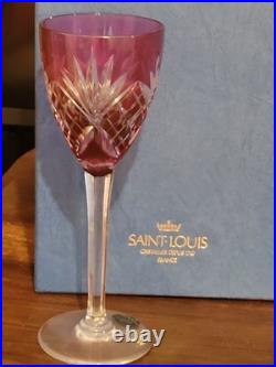 CRISTAL ST LOUIS 6 ANCIENS GRANDS VERRES À VIN COULEUR H 20 cm