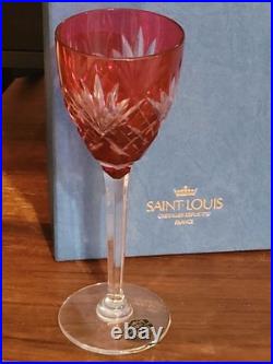 CRISTAL ST LOUIS 6 ANCIENS GRANDS VERRES À VIN COULEUR H 20 cm