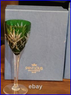 CRISTAL ST LOUIS 6 ANCIENS GRANDS VERRES À VIN COULEUR H 20 cm