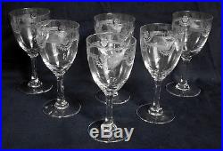 CRISTAL de SAINT LOUIS 6 verres à vin en cristal gravé, modèle MANON 16,8cm