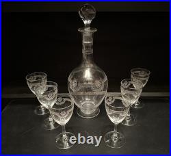 Carafe Avec 6 Verres en Cristal de Saint Louis modèle MANON Datant Des Années 30