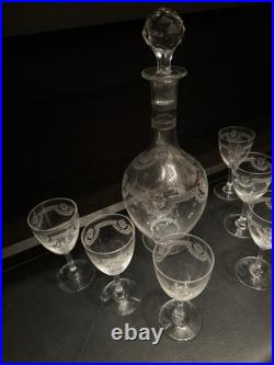 Carafe Avec 6 Verres en Cristal de Saint Louis modèle MANON Datant Des Années 30
