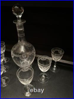 Carafe Avec 6 Verres en Cristal de Saint Louis modèle MANON Datant Des Années 30