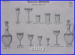 Carafe Avec 6 Verres en Cristal de Saint Louis modèle MANON Datant Des Années 30