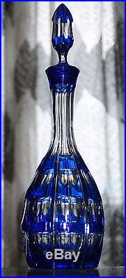 Carafe Decanter En Cristal Double Couleur Bleu Baccarat St. Louis Boheme