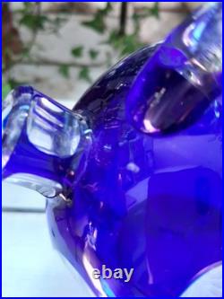 Carafe à liqueur Cristal Saint Louis overlay bleu