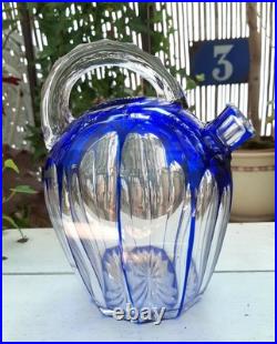 Carafe à liqueur Cristal Saint Louis overlay bleu