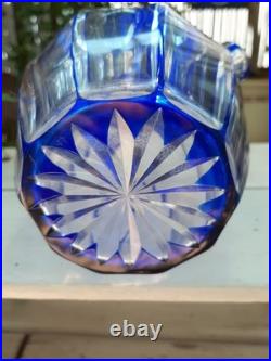 Carafe à liqueur Cristal Saint Louis overlay bleu