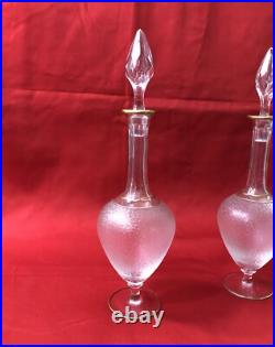 Carafe à liqueurs en cristal dégagé à l'acide SAINT LOUIS dorure Service 27,5 cm