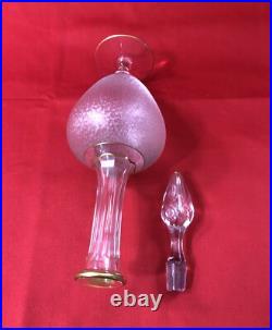 Carafe à liqueurs en cristal dégagé à l'acide SAINT LOUIS dorure Service 27,5 cm