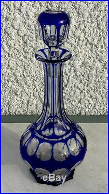 Carafe cristal bleu Saint Louis Baccarat Val St. Lambert Bohème, vin décanter
