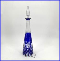 Carafe en cristal doublé SAINT LOUIS couleur BLEUE modèle MASSENET 41,5 cm