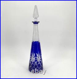 Carafe en cristal doublé SAINT LOUIS couleur BLEUE modèle MASSENET 41,5 cm