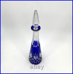 Carafe en cristal doublé SAINT LOUIS couleur BLEUE modèle MASSENET 41,5 cm