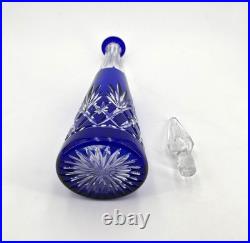 Carafe en cristal doublé SAINT LOUIS couleur BLEUE modèle MASSENET 41,5 cm