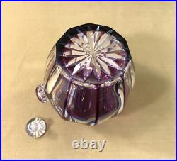 Carafe melon cristal overlay SAINT LOUIS doublé AMETHYSTE modèle BEAUFORT 17 cm