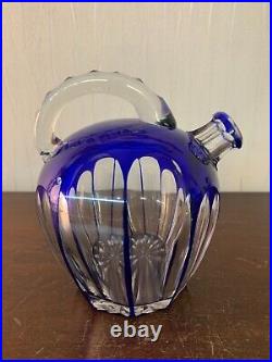 Carafon à liqueur overlay bleu en cristal de Saint Louis