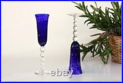 Coffret 2 flûtes cristal de St Louis Bubbles bleu NEUVES Champagne futes NEW