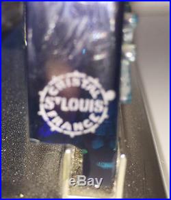 Cristal SAINT LOUIS sompteux GRAND photophore motif coraux 3,5 kg bleu turquoise
