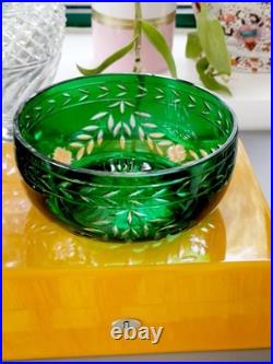 Cristal Saint-Louis France Art Déco grande coupe verte cristal en parfait état