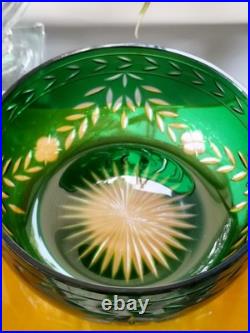Cristal Saint-Louis France Art Déco grande coupe verte cristal en parfait état