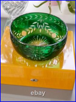 Cristal Saint-Louis France Art Déco grande coupe verte cristal en parfait état