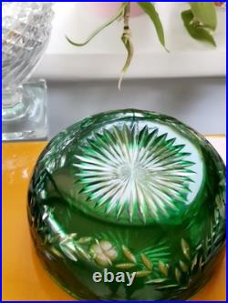 Cristal Saint-Louis France Art Déco grande coupe verte cristal en parfait état