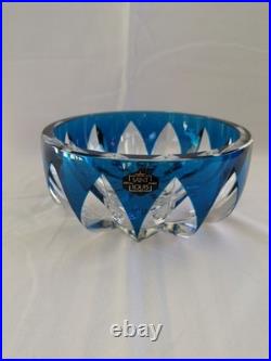 Cristal Saint-Louis France très grande coupe bleu en cristal en parfait état