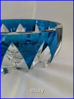 Cristal Saint-Louis France très grande coupe bleu en cristal en parfait état