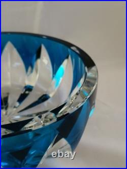 Cristal Saint-Louis France très grande coupe bleu en cristal en parfait état