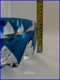 Cristal Saint-Louis France très grande coupe bleu en cristal en parfait état