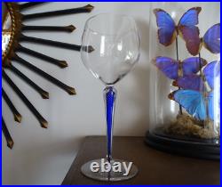 Cristal Saint Louis Rare verre à eau pied filigrané bleu signé 21,5 cm Lot 1