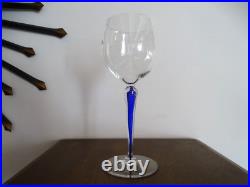 Cristal Saint Louis Rare verre à eau pied filigrané bleu signé 21,5 cm Lot 1