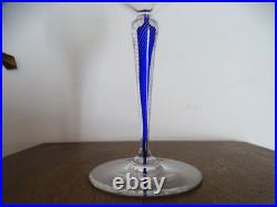 Cristal Saint Louis Rare verre à eau pied filigrané bleu signé 21,5 cm Lot 1