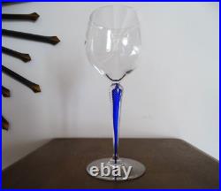 Cristal Saint Louis Rare verre à eau pied filigrané bleu signé 21,5 cm Lot 1