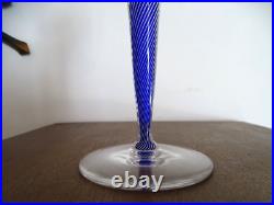 Cristal Saint Louis Rare verre à vin pied filigrané bleu signé 19,5 cm Lot 4