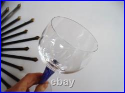 Cristal Saint Louis Rare verre à vin pied filigrané bleu signé 19,5 cm Lot 4