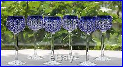 Cristal Saint Louis Roemer 6 Verres à vin du Rhin & Carafe Riesling bleu